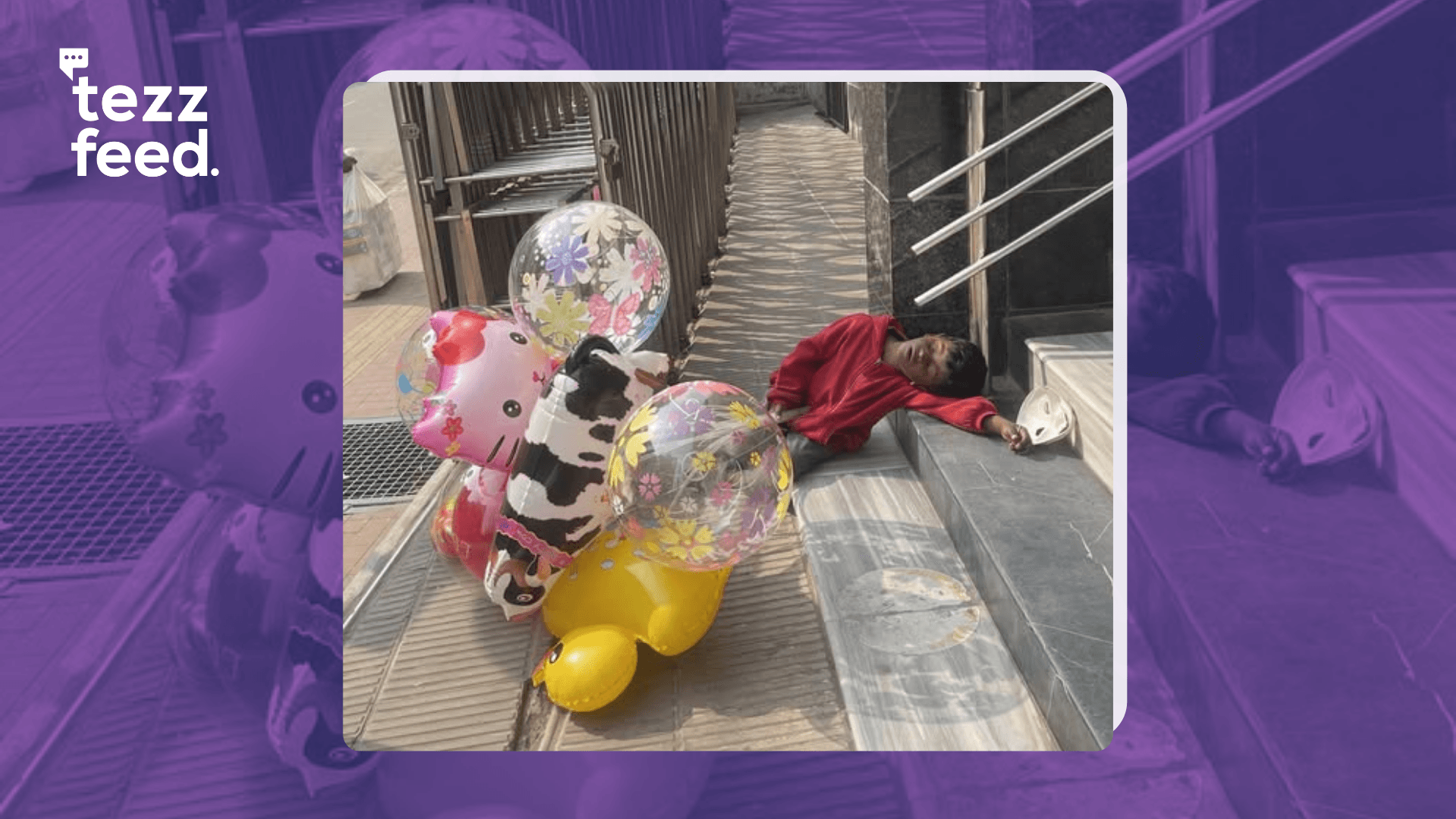 Exhausted by Life’s Hardships, Little Boy Falls Asleep by Roadside