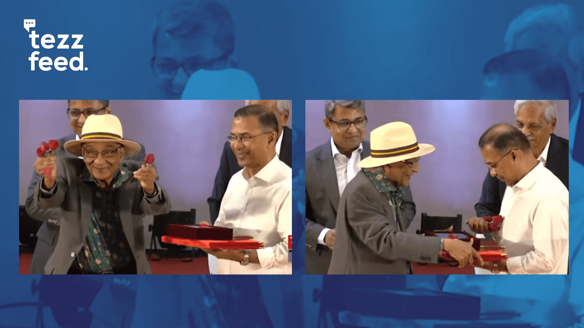 Shafik Rehman Gifts PM a Red Rose from His Pocket During Ekushey Padak Ceremony