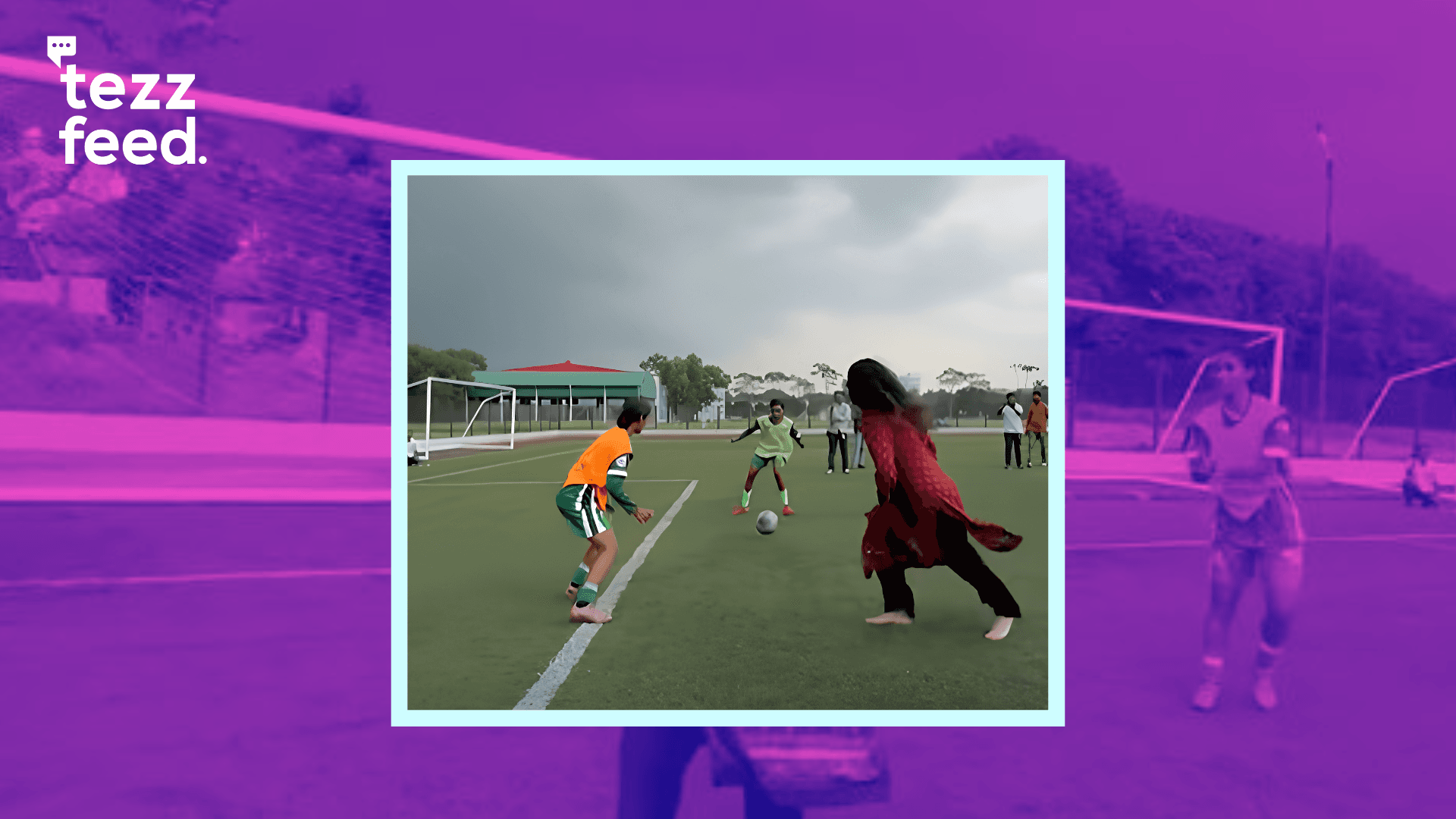 Zaima Rahman seen at BKSP playing football, scores a goal during practice session